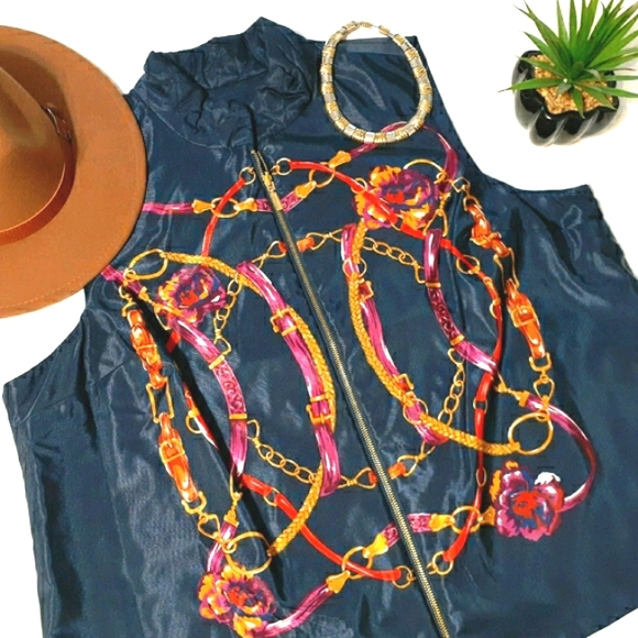 Charter Club Blue Equestrian Chain Reversible Vest - Picture 9 of 9